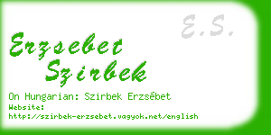 erzsebet szirbek business card